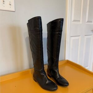 Black Leather Knee-High Boots